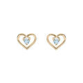 Boucles d'oreille sur Artemare : Boucles d'oreille en plaqu&eacute; or coeur avec oxyde bleu ciel et fermoir poussette