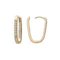 Boucles d'oreille sur Artemare : Cr&eacute;oles en plaqu&eacute; or rectangulaire avec oxydes blancs sertis