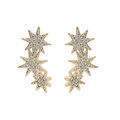 Boucles d'oreille en plaqu&eacute; or 3 &eacute;toiles oxydes blancs sertis et fermoir poussette Artemare