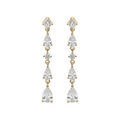 Boucles d'oreille en plaqu&eacute; or oxydes blancs sertis en cascade Artemare