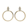 Boucles d'oreille en plaqu&eacute; or cercle suspendu sur navette d'oxydes blancs sertis et fermoir poussette