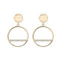 Boucles d'oreille sur Artemare : Boucles d'oreille en plaqu&eacute; or cercle suspendu avec barrette oxydes blancs sertis et fermoir poussette