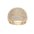 Bague en plaqu&eacute; or bomb&eacute;e pav&eacute;e d'oxydes blancs sertis