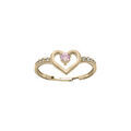 Bagues sur Artemare : Bague en plaqu&eacute; or r&eacute;glable motif coeur avec oxyde rose et oxydes blancs sertis (r&eacute;glable 46.48.50)