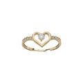 Bague en plaqu&eacute; or r&eacute;glable motif coeur avec oxyde blanc sertis (r&eacute;glable 46.48.50)