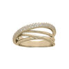 Bague en plaqu&eacute; or grande taille fins brins crois&eacute;s avec oxydes blancs sertis