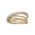 Bague en plaqu&eacute; or grande taille fins brins crois&eacute;s avec oxydes blancs sertis Artemare