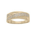Bague en plaqu&eacute; or grande taille brins crois&eacute;s avec oxydes blancs sertis Artemare