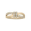 Bague en plaqu&eacute; or grande taille noeud large avec oxydes blancs sertis