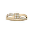 Bague en plaqu&eacute; or grande taille noeud large avec oxydes blancs sertis Artemare