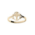 Bague en plaqu&eacute; or ovale motif croix Artemare