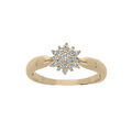 Bague en plaqu&eacute; or solitaire forme de fleur avec oxydes blancs sertis