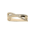 Bague en plaqu&eacute; or brins crois&eacute;s drap&eacute;s d'oxydes blancs sertis Artemare