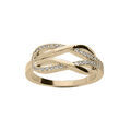 Bague en plaqu&eacute; or noeud et volute avec oxydes blancs sertis Artemare