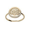 Bague en plaqu&eacute; or motif arbre de vie et oxydes blancs sertis