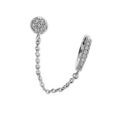 Boucles d'oreille "Ear Cuff" en argent rhodi&eacute; cr&eacute;ole 12mm avec cha&icirc;nette et puce pav&eacute;s d'oxydes blancs (&agrave; l'unit&eacute;) Artemare