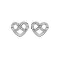 Boucles d'oreille en argent rhodi&eacute; coeur et infini oxydes blancs sertis et fermoir pousette