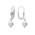 Boucles d'oreille sur Artemare : Boucles d'oreille en argent platinium avec Perle de culture d'eau douce 8mm et fermoir dormeuse