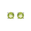 Boucles d'oreille sur Artemare : Boucles d'oreille en argent rhodi&eacute; avec v&eacute;ritable pierre Peridot 4mm et fermoir poussette