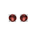 Boucles d'oreille sur Artemare : Boucles d'oreille en argent rhodi&eacute; avec v&eacute;ritable Grenat 4mm et fermoir poussette