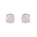 Boucles d'oreille sur Artemare : Boucles d'oreille en argent rhodi&eacute; avec v&eacute;ritable Quartz rose 4mm et fermoir poussette