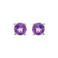 Boucles d'oreille sur Artemare : Boucles d'oreille en argent rhodi&eacute; avec v&eacute;ritable Amethyste 4mm et fermoir poussette