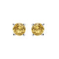 Boucles d'oreille en argent rhodi&eacute; avec v&eacute;ritable pierre Citrine 4mm et fermoir poussette Artemare