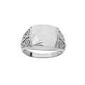 Chevaliere en argent platin&eacute; 11*12 plateau rectangulaire diamant&eacute;e en angle Artemare