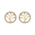 Boucles d'oreille en vermeil arbre de vie contour oxydes blancs sertis et fermoir poussette