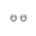 Boucles d'oreille sur Artemare : Boucles d'oreille en argent rhodi&eacute; coeur oxyde blanc et contour oxydes blancs sertis avec fermoir poussette