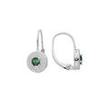 Boucles d'oreille en argent rhodi&eacute; oxyde vert et oxydes blancs sertis sur fermoir dormeuse