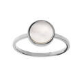 Bagues sur Artemare : Bague en argent rhodi&eacute; avec rond Nacre blanche v&eacute;ritable 10mm