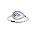 Bague en argent goutte ajour&eacute;e et oxyde bleu ciel serti Artemare