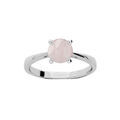 Bague en argent rhodi&eacute; anneau et pierre v&eacute;ritable Quartz rose 6,5mm