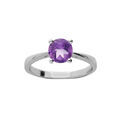 Bague en argent rhodi&eacute; anneau et pierre v&eacute;ritable Amethyste 6,5mm Artemare