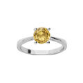 Bague en argent rhodi&eacute; anneau et pierre v&eacute;ritable Citrine 6,5mm Artemare