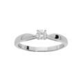 Bague solitaire en argent rhodi&eacute; 4mm oxyde blanc serti griffes Artemare