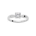 Bague solitaire en argent rhodi&eacute; 5mm oxyde blanc serti griffes Artemare