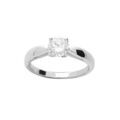 Bague solitaire en argent rhodi&eacute; 6mm oxyde blanc serti griffes Artemare