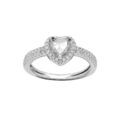 Bague en argent rhodi&eacute; coeur 6mm oxyde blanc contour et rail oxydes blancs sertis Artemare