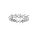Bague en argent rhodi&eacute; 5 coeurs oxydes blancs sertis