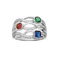 Bague en argent rhodi&eacute; crois&eacute;e et oxydes couleurs Artemare