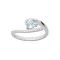 Bagues sur Artemare : Bague en argent rhodi&eacute; coeur en Topaze bleu ciel v&eacute;ritable et oxydes blancs sertis