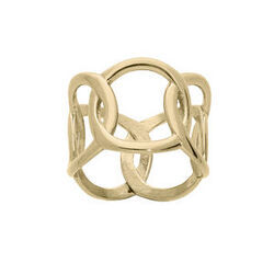 Bague en acier et PVD jaune multi cercles entrelac&eacute;s