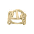 Bague en acier et PVD jaune cercles entrem&ecirc;l&eacute;s et maille marine sur le dessus Artemare