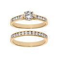 Bague en vermeil grand taille double anneau rail pierres blanches avec 1 solitaire blanc
