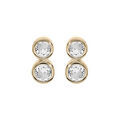 Boucles d'oreille en plaqu&eacute; or 2 oxydes blancs sertis clos et fermoir poussette