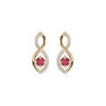 Boucles d'oreille en plaqu&eacute; or infini oxydes rose et blancs sertis et fermoir poussette Artemare