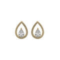 Boucles d'oreille en plaqu&eacute; or forme goutte ajour&eacute;e oxyde blanc serti et fermoir poussette Artemare