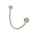 Boucles d'oreille en plaqu&eacute; or double fermoir avec oxyde blanc reli&eacute; par cha&icirc;nette (&agrave; l'unit&eacute;)